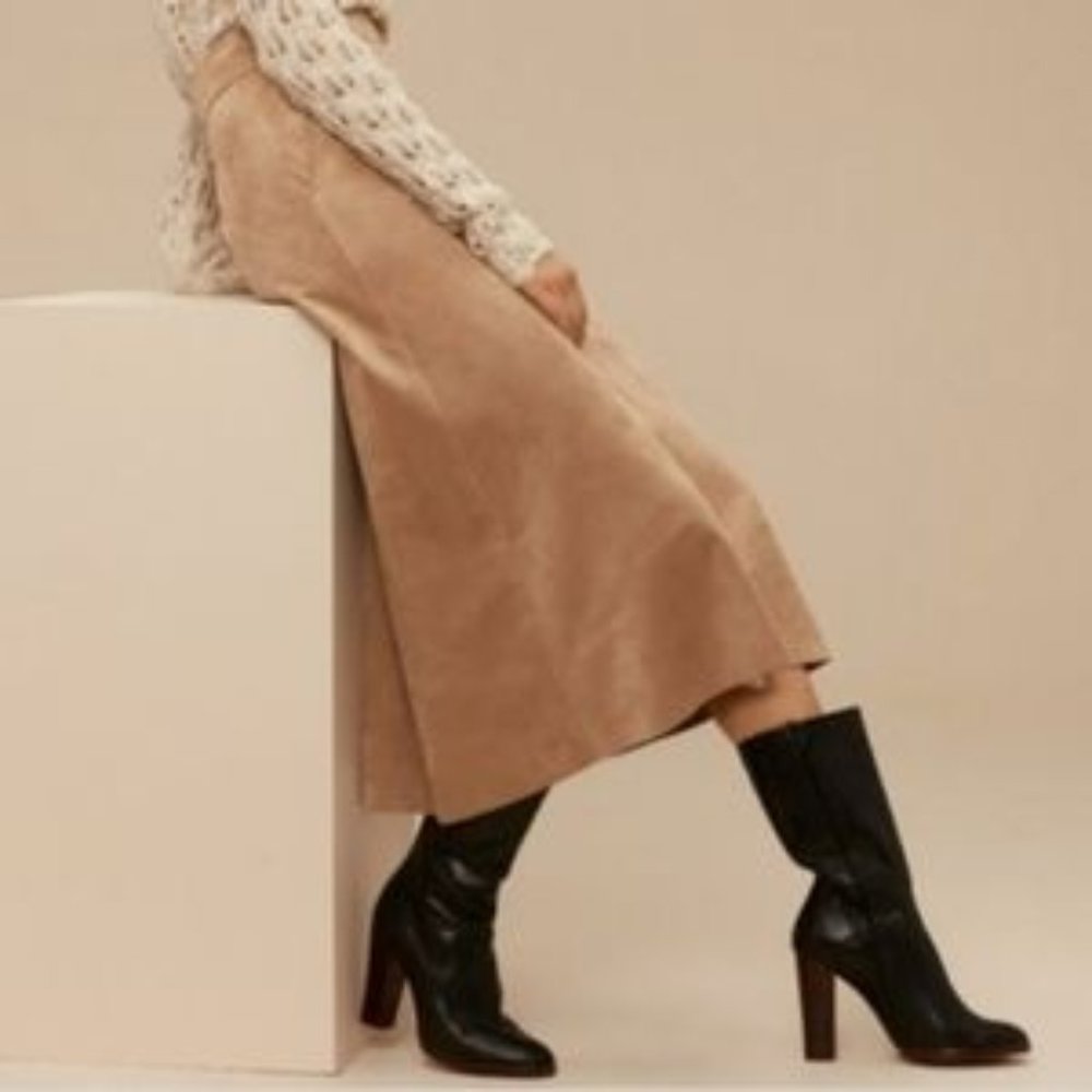 Tan Vegan Suede Wilfred Gaudin A-Line Skirt Size 0